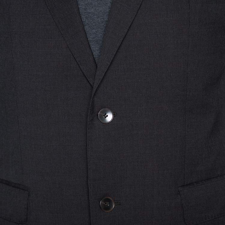 Pre Owned Hugo Boss Grey Micro Checked Wool James5/Sharp7 Suit L