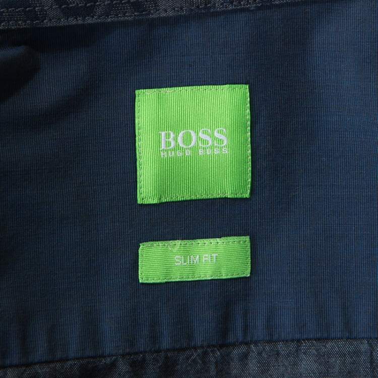 Pre Owned Boss By Hugo Boss Bicolor Printed Bersh Slim Fit Shirt M