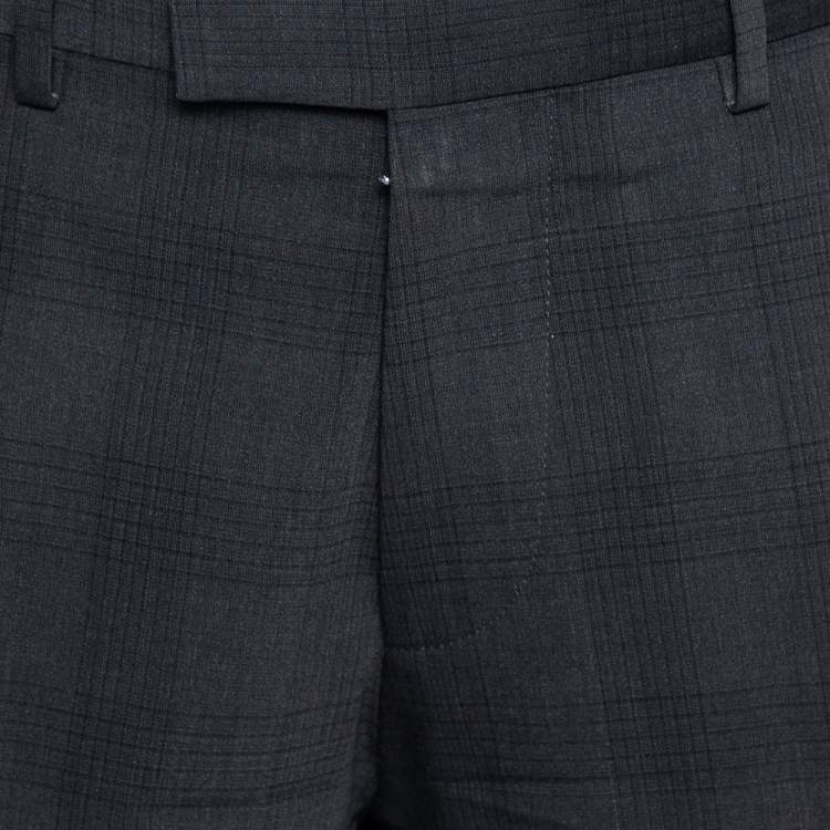Pre Owned Boss By Hugo Boss Charcoal Grey Check Patterned Wool Sharp2 Pants L 