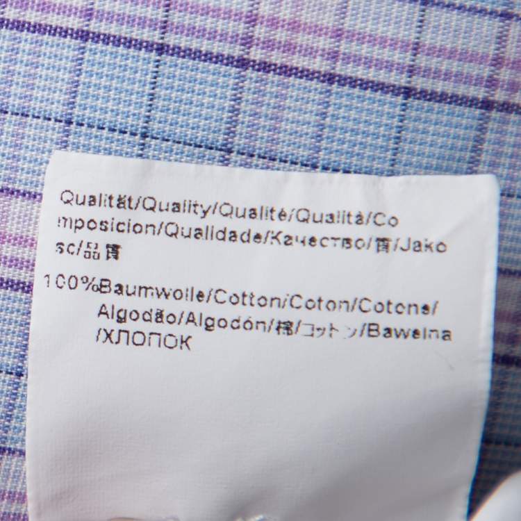 Pre Owned Boss By Hugo Boss Lavender Checked Cotton Slim Fit Shirt M 