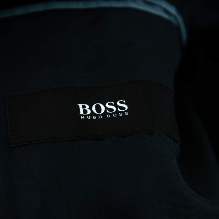 Pre Owned Boss By Hugo Boss Blue Patterned Wool Halsey2/Merrill2 Suit L