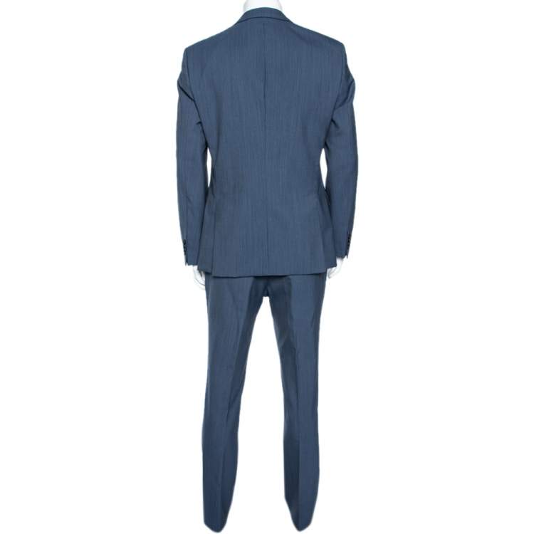 Pre Owned Boss By Hugo Boss Blue Patterned Wool Halsey2/Merrill2 Suit L
