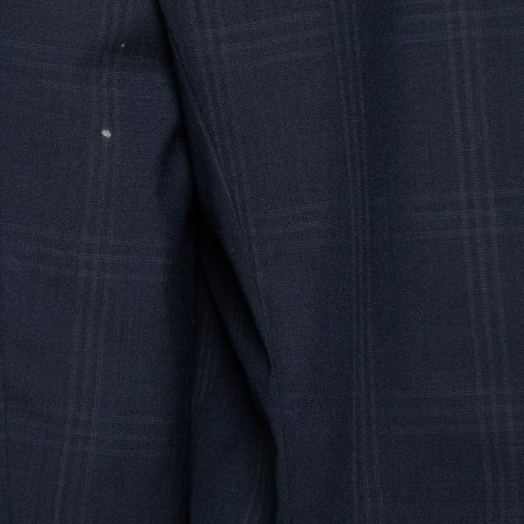 Pre Owned Boss By Hugo Boss Midnight Blue Checkered Wool The Grand/Central US Outlet Suit L 