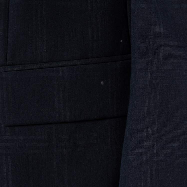 Pre Owned Boss By Hugo Boss Midnight Blue Checkered Wool The Grand/Central US Outlet Suit L 