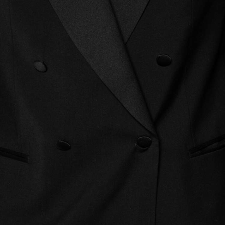 Pre Owned Boss By Hugo Boss Black Wool Double Breasted Jacket XXL