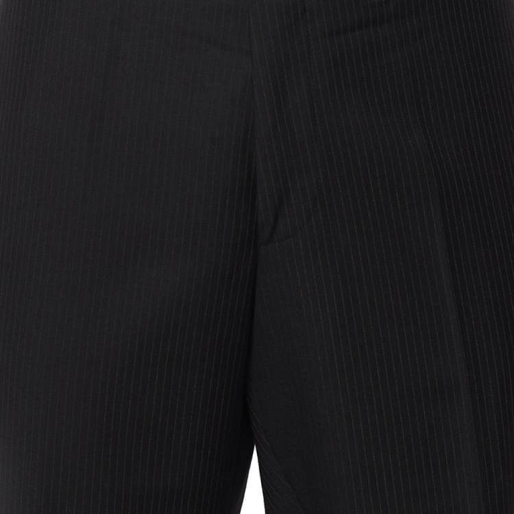 Pre Owned Boss By Hugo Boss Black Striped Wool Tailored Suit XXL