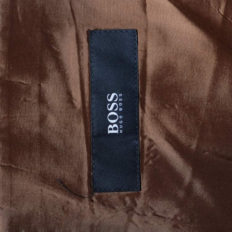 Pre Owned Boss By Hugo Boss Black Striped Wool Tailored Suit XXL