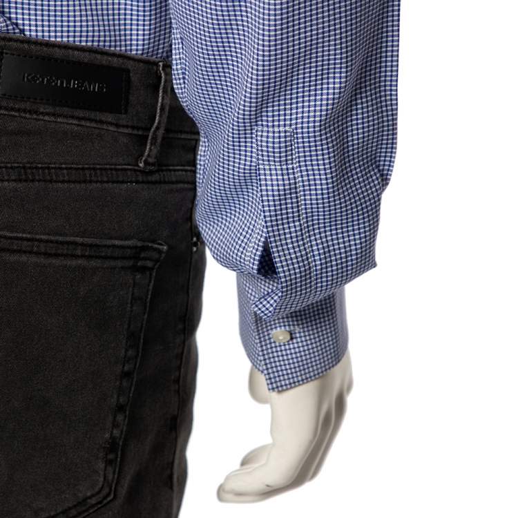 Pre Owned Boss By Hugo Boss Blue Check Cotton Button Front Slim Fit Shirt M 