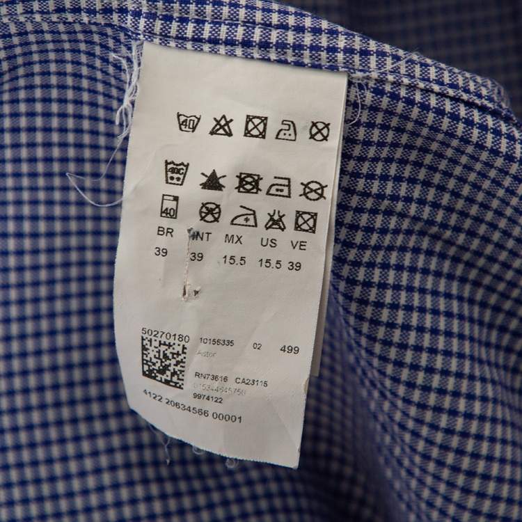 Pre Owned Boss By Hugo Boss Blue Check Cotton Button Front Slim Fit Shirt M 