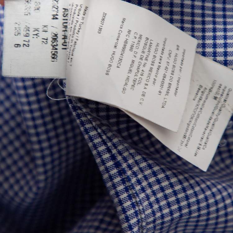 Pre Owned Boss By Hugo Boss Blue Check Cotton Button Front Slim Fit Shirt M 
