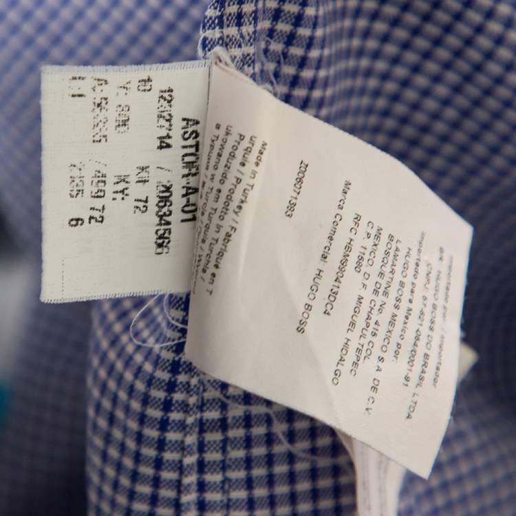Pre Owned Boss By Hugo Boss Blue Check Cotton Button Front Slim Fit Shirt M 