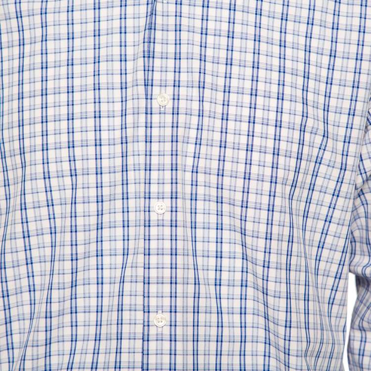 Pre Owned Boss By Hugo Boss Blue Checkered Cotton Button Front Regular Fit Shirt XL