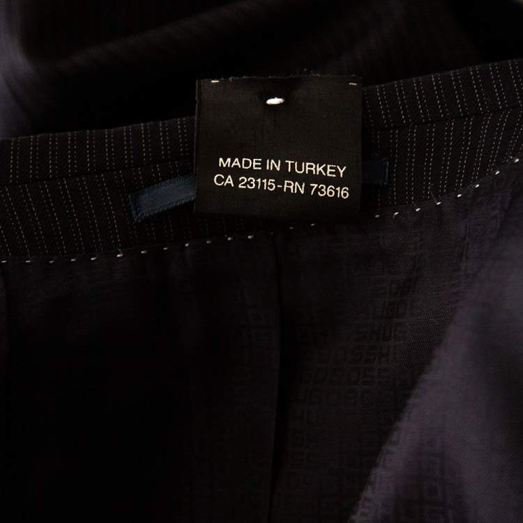 Pre Owned Boss By Hugo Boss Black Striped Wool Single Breasted Suit XXL