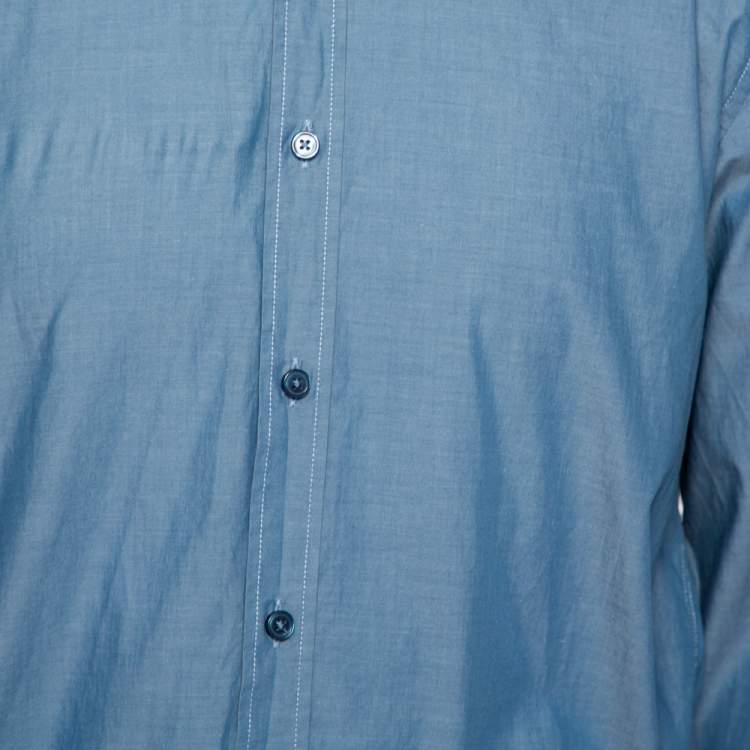Pre Owned Boss By Hugo Boss Blue Cotton Button Front Slim Fit Stretch Shirt XL 