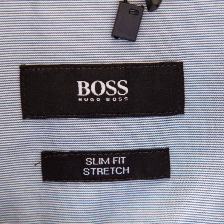 Pre Owned Boss By Hugo Boss Blue Cotton Button Front Slim Fit Stretch Shirt XL 