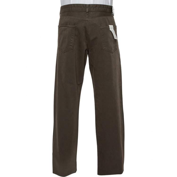 Pre Owned Boss By Hugo Boss Brown Cotton & Cashmere Oklahoma Trousers L
