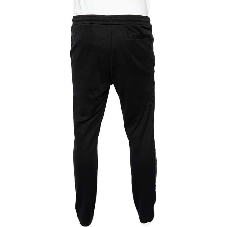 Pre Owned Boss By Hugo Boss Black Logo Embroidered Cotton Jogging Trousers M