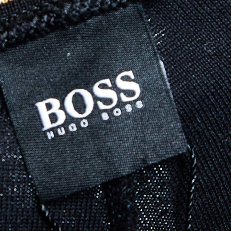 Pre Owned Boss By Hugo Boss Black Logo Embroidered Cotton Jogging Trousers M