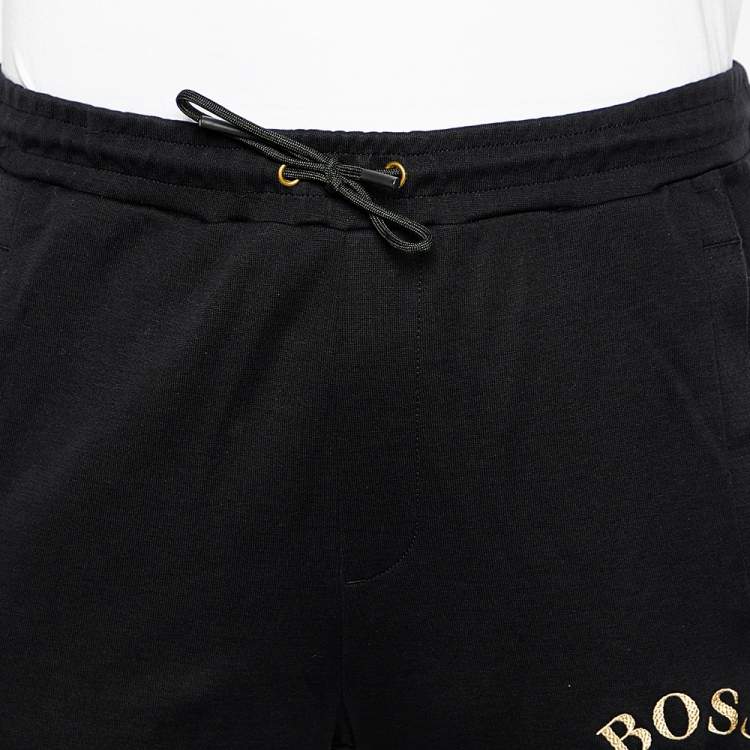 Pre Owned Boss By Hugo Boss Black Logo Embroidered Cotton Jogging Trousers M