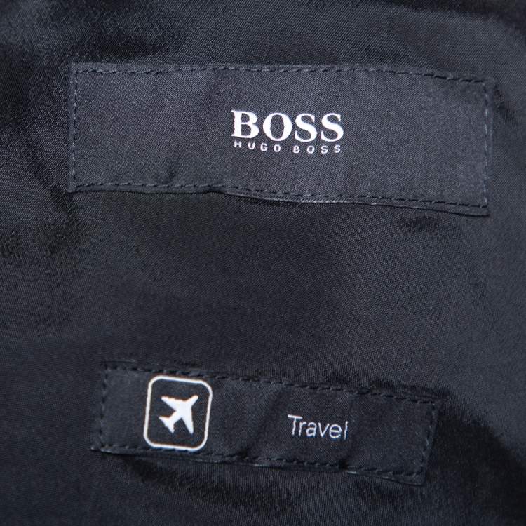 Pre Owned Boss By Hugo Boss Black Wool Travel Suit L