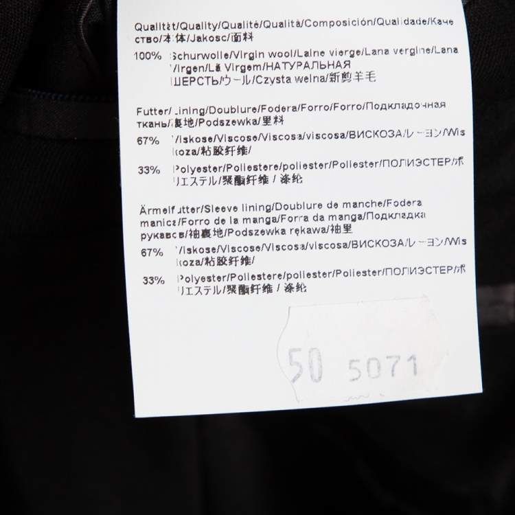 Pre Owned Boss By Hugo Boss Black Wool Travel Suit L