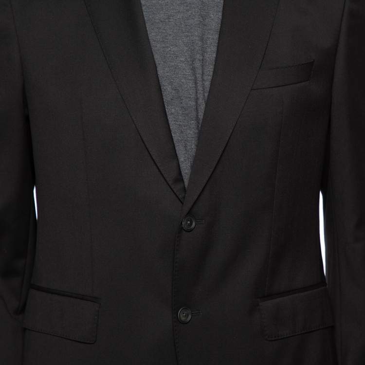 Pre Owned Boss By Hugo Boss Black Wool Travel Suit L