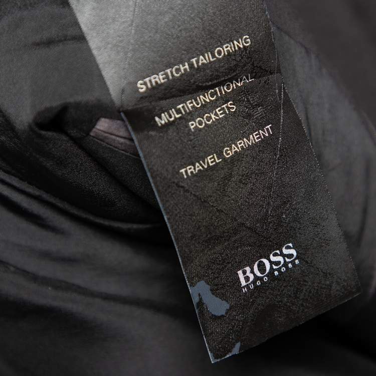 Pre Owned Boss By Hugo Boss Black Wool Travel Suit L