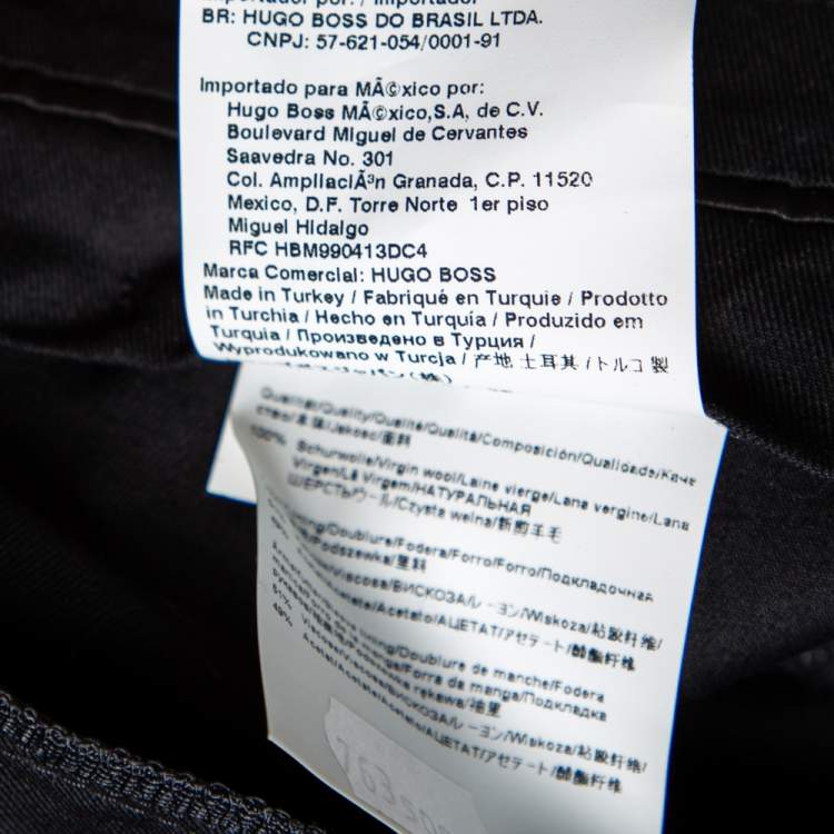 Pre Owned Boss By Hugo Boss Black Wool Super110 Suit L