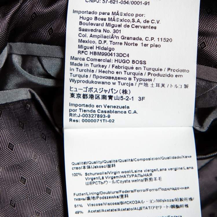 Pre Owned Boss By Hugo Boss Black Wool Super110 Suit L