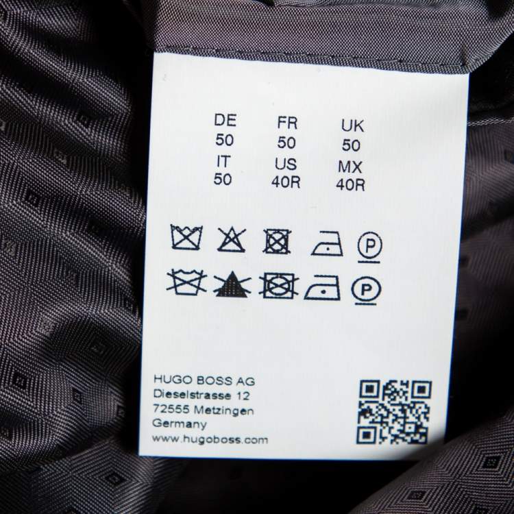 Pre Owned Boss By Hugo Boss Black Wool Super110 Suit L