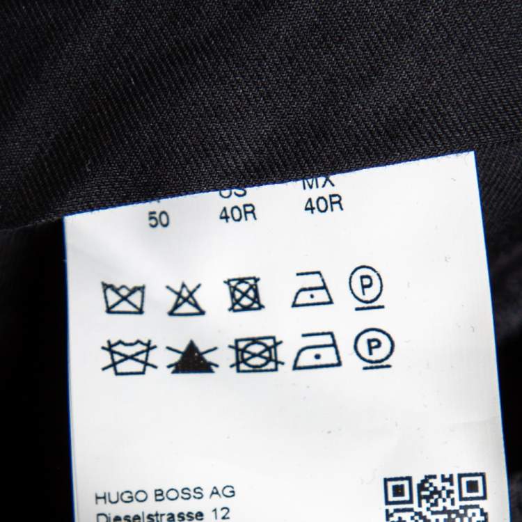 Pre Owned Boss By Hugo Boss Black Wool Super110 Suit L