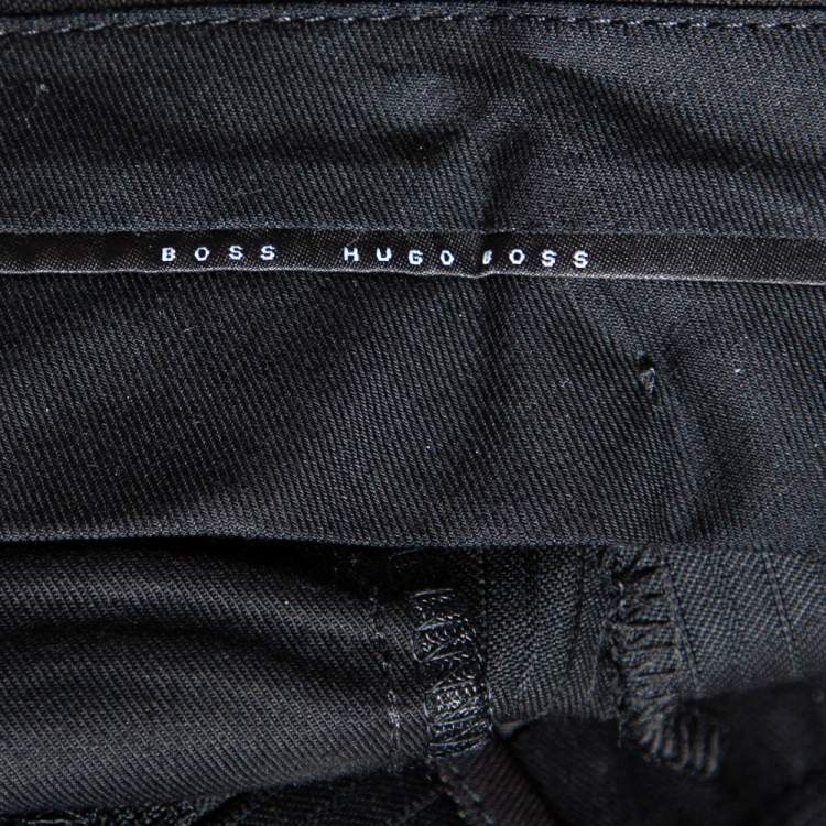 Pre Owned Boss By Hugo Boss Black Wool Super110 Suit L