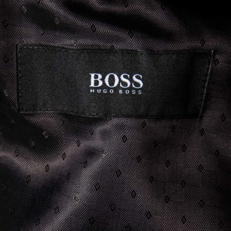 Pre Owned Boss By Hugo Boss Black Wool Super110 Suit L
