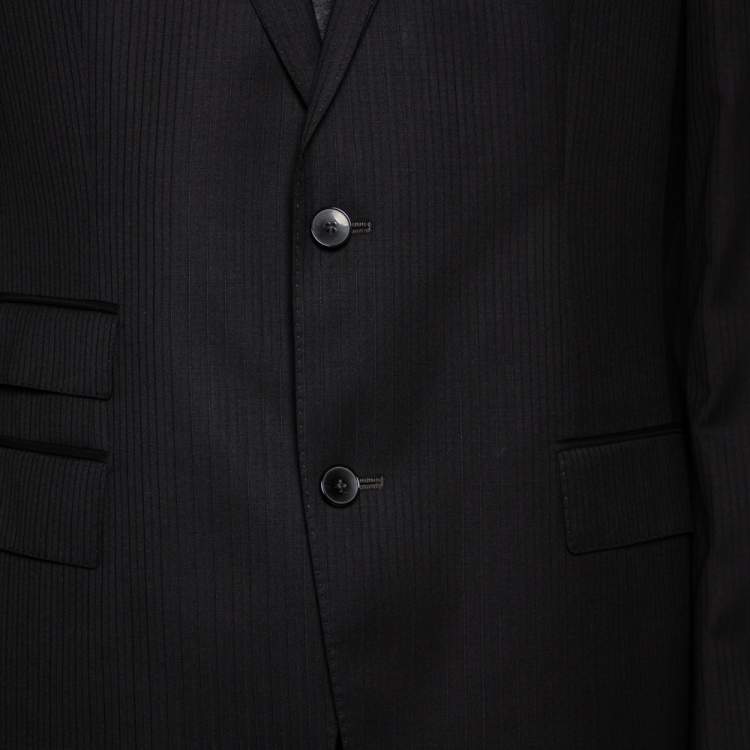 Pre Owned Boss By Hugo Boss Black Wool Super110 Suit L