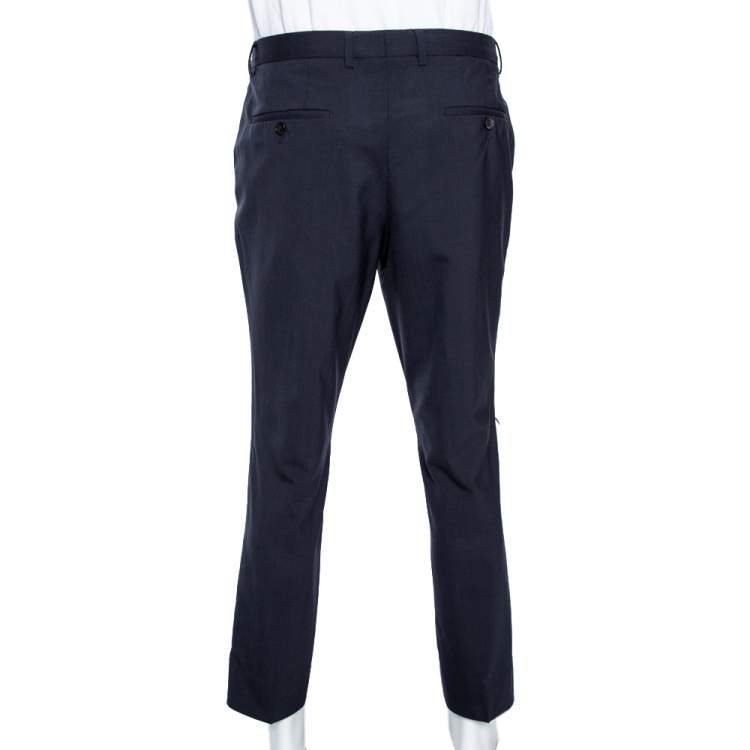 Pre Owned Boss By Hugo Boss Midnight Blue Wool Formal Pants XL