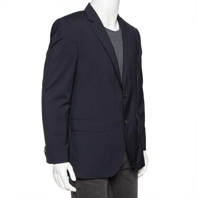 Pre Owned Boss By Hugo Boss Midnight Blue Wool Single Breasted Stretch Fit Blazer L