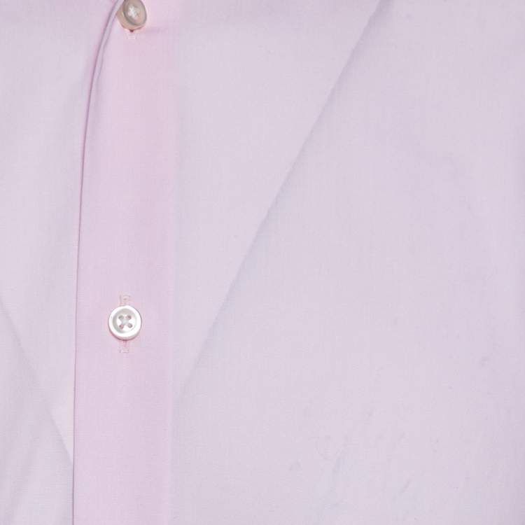 Pre Owned Boss By Hugo Boss Pink Cotton Button Front Regular Fit Shirt M
