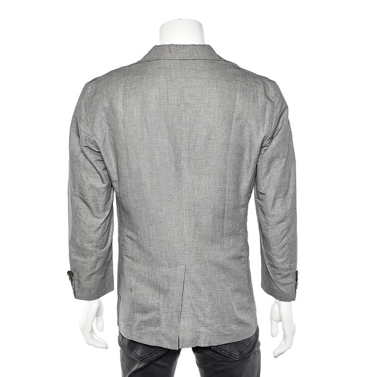 Pre Owned Boss By Hugo Boss Grey Linen Button Front Blazer XXL