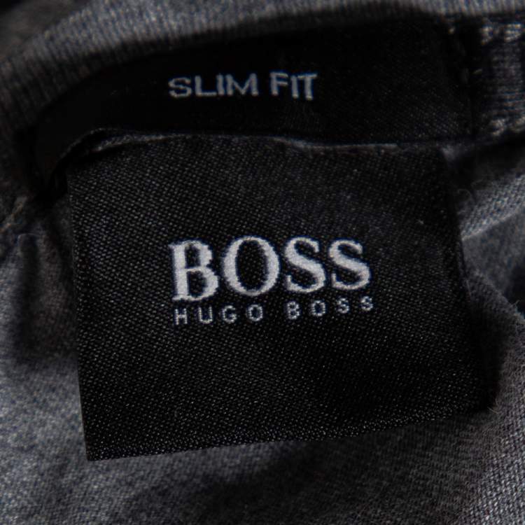 Pre Owned Boss By Hugo Boss Grey Cotton Knit Crewneck T-Shirt L