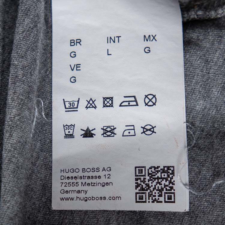 Pre Owned Boss By Hugo Boss Grey Cotton Knit Crewneck T-Shirt L