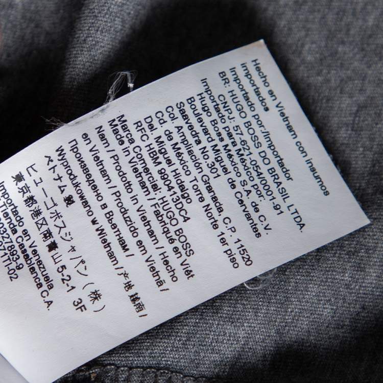 Pre Owned Boss By Hugo Boss Grey Cotton Knit Crewneck T-Shirt L