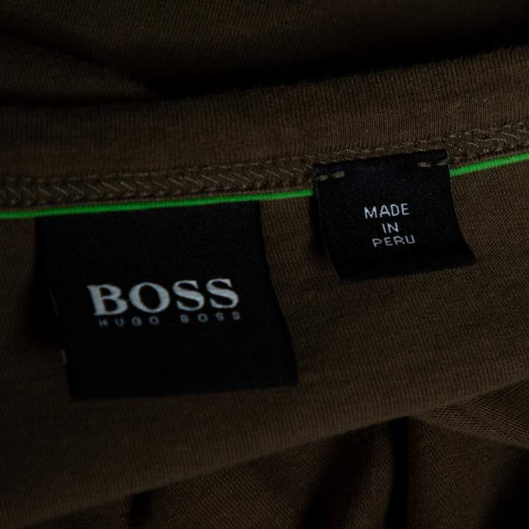 Pre Owned Boss By Hugo Boss Green Cotton Curve Logo T-Shirt XXL