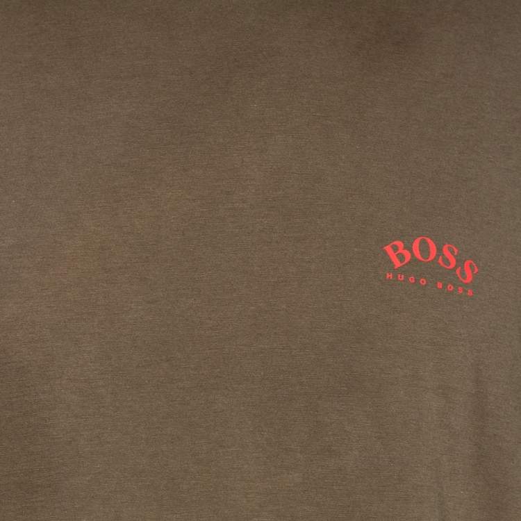 Pre Owned Boss By Hugo Boss Green Cotton Curve Logo T-Shirt XXL