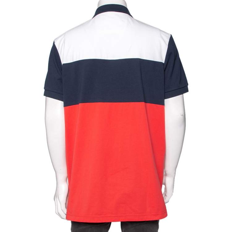 Pre Owned Boss by Hugo Boss Colorblock Cotton Pique Logo Embroidered Polo T-Shirt XXL