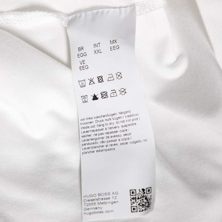 Pre Owned Boss By Hugo Boss White Cotton & Mesh Paneled Logo Printed Polo T-Shirt XXL 