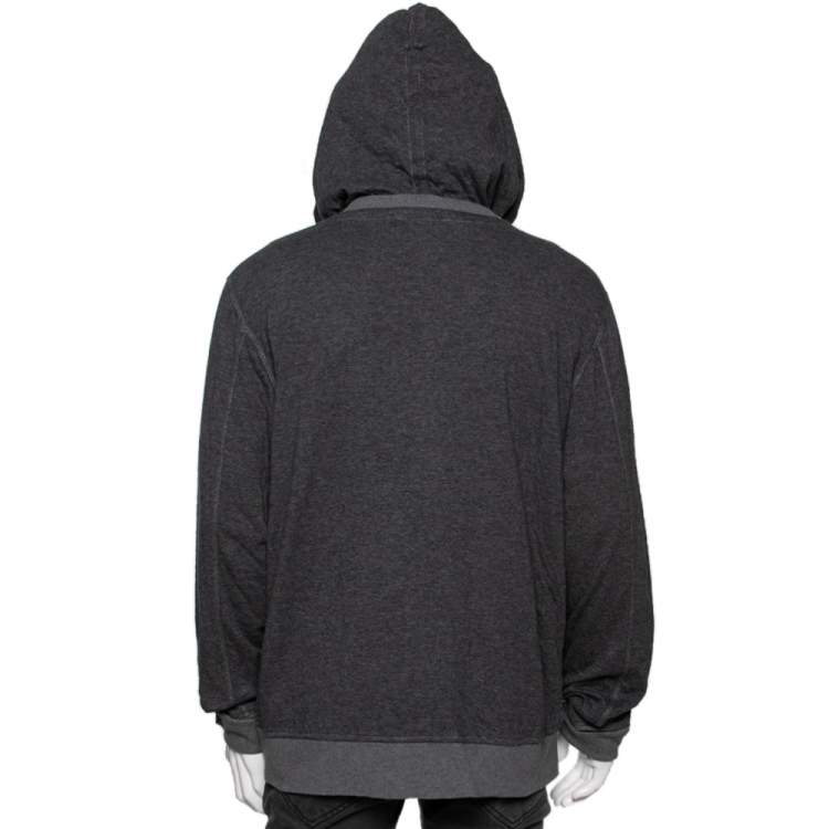 Pre Owned Boss By Hugo Boss Grey Wool Long Sleeve Hoodie XXL