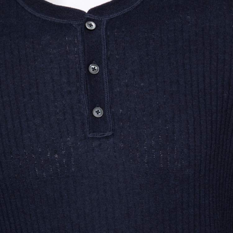 Pre Owned Boss By Hugo Boss Navy Blue Cotton Ebri Sweater L