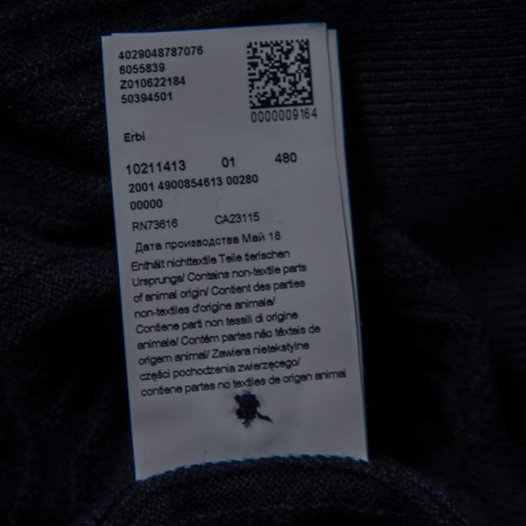 Pre Owned Boss By Hugo Boss Navy Blue Cotton Ebri Sweater L
