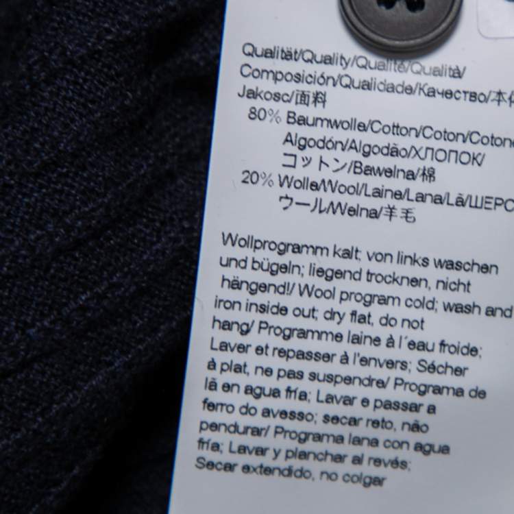 Pre Owned Boss By Hugo Boss Navy Blue Cotton Ebri Sweater L