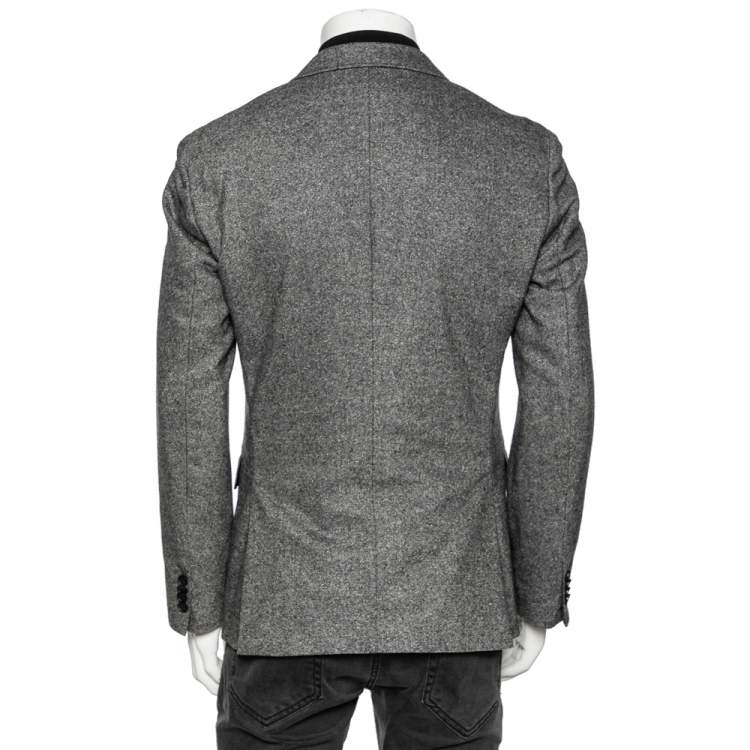 Pre Owned Boss By Hugo Boss Grey Wool & Synthetic Layered Hadik1 Blazer Jacket M